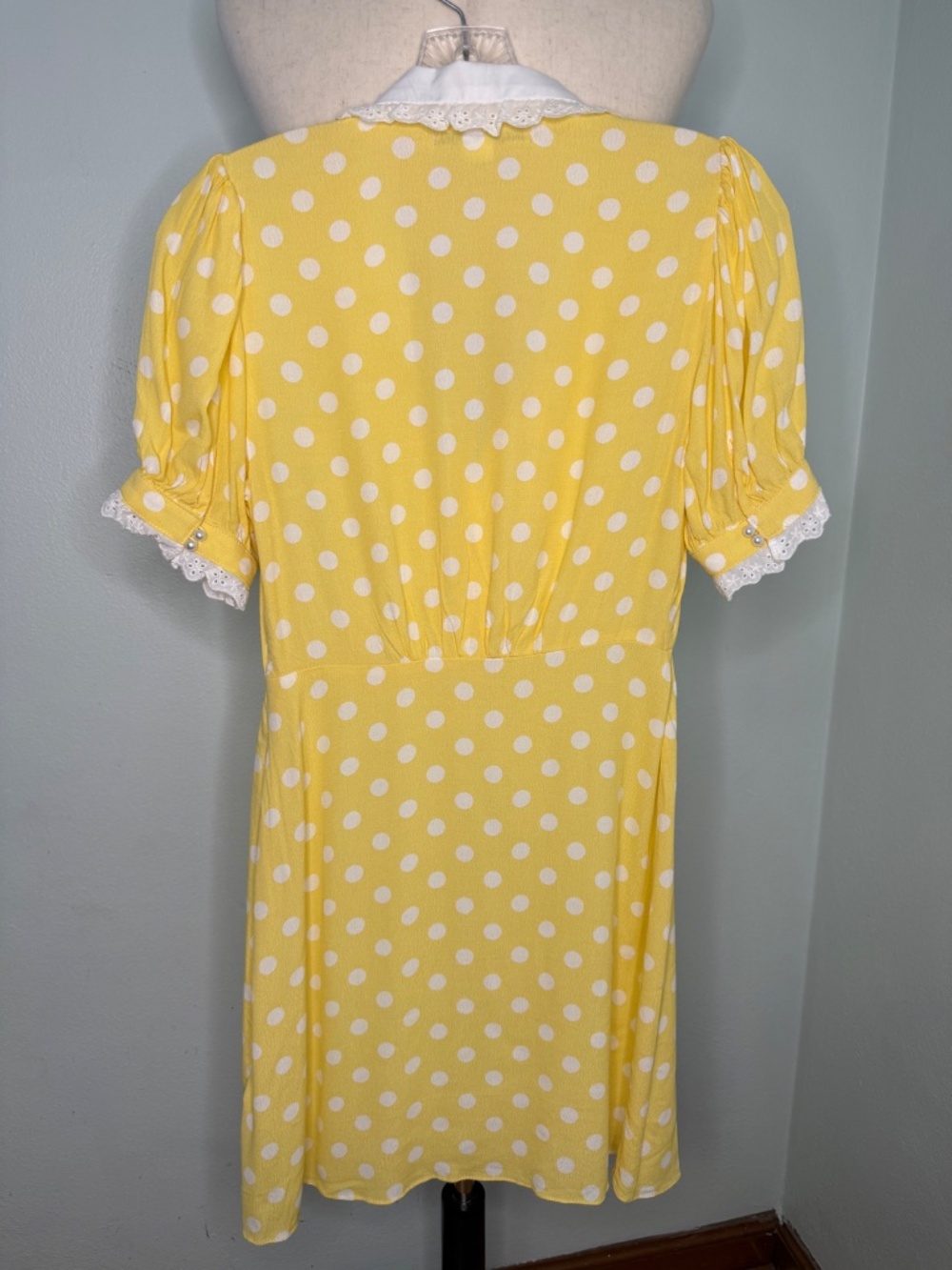 NWOT Kimchi Blue Urban Outfitters Yellow Polkadot Collared Dottie Mini Dress S - Picture 4 of 14
